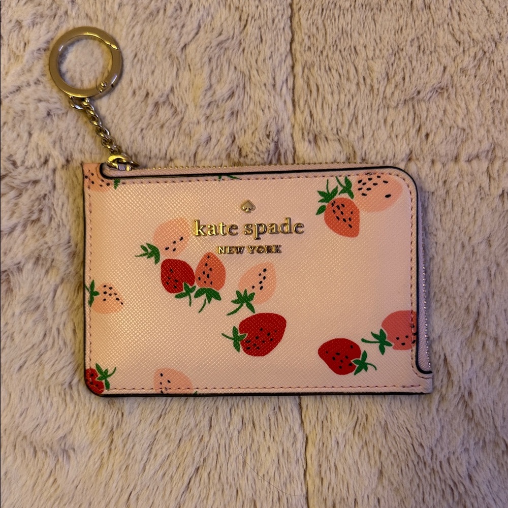 Kate Spade Staci Wild Strawberries Medium L-Zip Card Limited